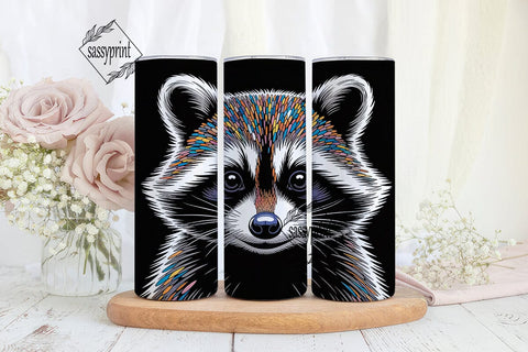 Raccoon Mosaic 20oz Tumbler Wrap Sublimation sassyprint 