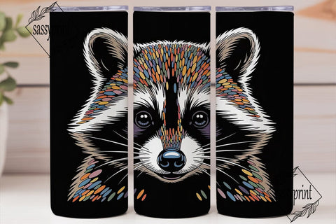 Raccoon Mosaic 20oz Tumbler Wrap Sublimation sassyprint 