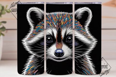 Raccoon Mosaic 20oz Tumbler Wrap Sublimation sassyprint 