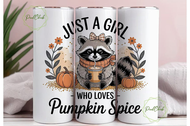 Raccoon Pumpkin Spice 20oz Tumbler Wrap Sublimation PixelChick 