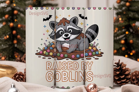 Raccoon Raised by Goblins 20oz Tumbler Sublimation DesignSVG 