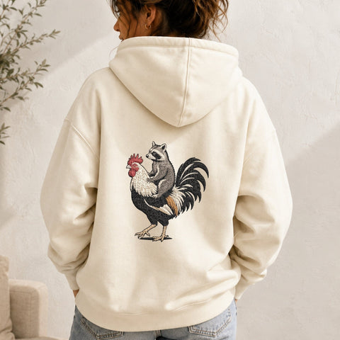 Raccoon Riding Rooster Machine Embroidery Design PES DST Stitch Files Embroidery/Applique DESIGNS PatternFeed8 
