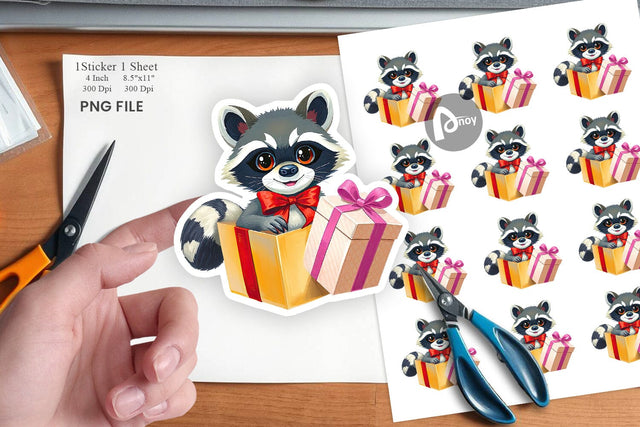 Raccoon Sticker Gift Sublimation artnoy 