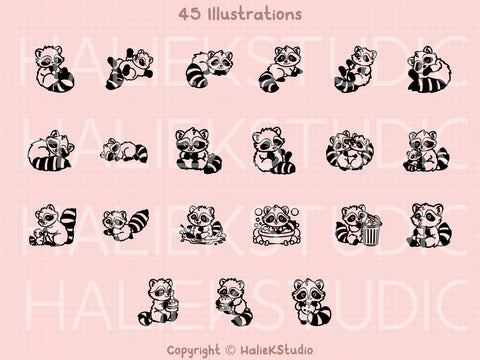 Raccoon SVG Design Set SVG HalieKStudio 