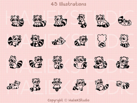 Raccoon SVG Design Set SVG HalieKStudio 