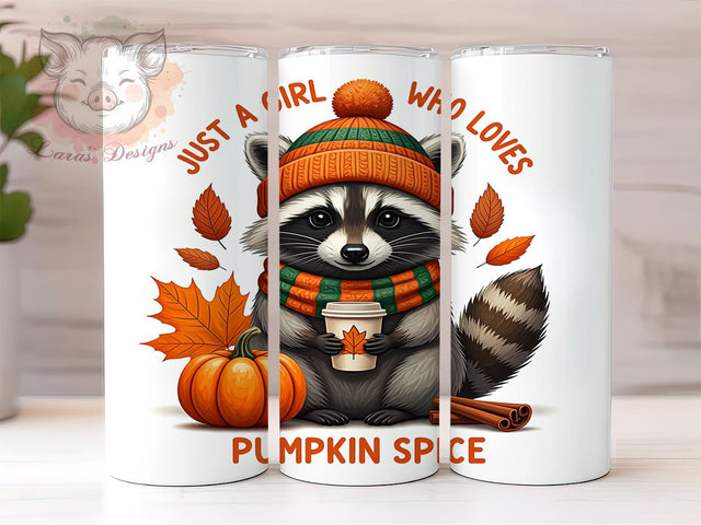 Raccoon Tumbler, Pumpkin Spice, Fall Tumbler Wrap, Cute Raccoon, 20oz Tumbler Wrap, PNG Sublimation, Coffee Lover Gifts Sublimation Lara' s Designs 