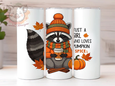 Raccoon Tumbler, Pumpkin Spice, Fall Tumbler Wrap, Cute Raccoon, 20oz Tumbler Wrap, PNG Sublimation, Coffee Lover Gifts Sublimation Lara' s Designs 