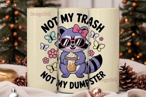 Raccoon Tumbler Wrap PNG Sublimation DesignSVG 