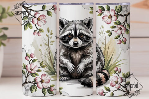 Raccoon Tumbler Wrap PNG Sublimation sassyprint 