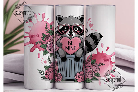 Raccoon Valentine 20oz Tumbler Wrap Sublimation sassyprint 