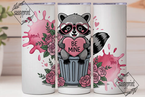 Raccoon Valentine 20oz Tumbler Wrap Sublimation sassyprint 