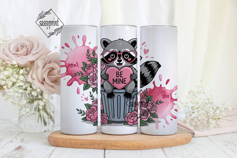 Raccoon Valentine 20oz Tumbler Wrap Sublimation sassyprint 