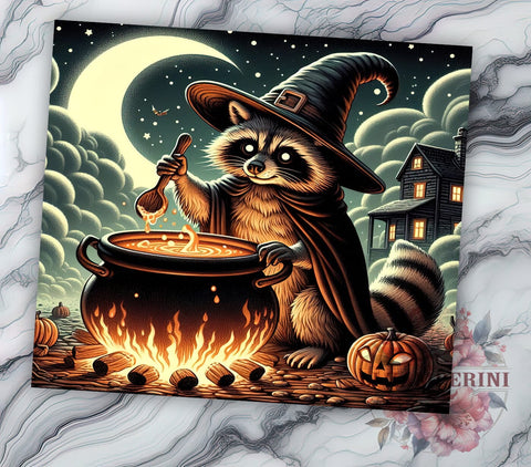 Raccoon Witch 20 oz Skinny Tumbler Sublimation Design, Straight & Tapered Tumbler Png, Funny Raccoon Tumbler Png, Digital Download PNG Sublimation Li Zamperini 