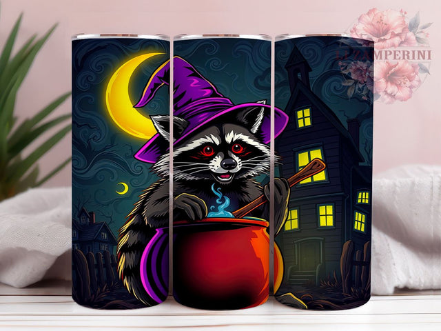 Raccoon Witch 20 oz Skinny Tumbler Sublimation Design, Straight & Tapered Tumbler Png, Funny Raccoon Tumbler Png, Digital Download PNG Sublimation Li Zamperini 