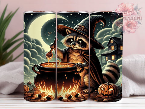 Raccoon Witch 20 oz Skinny Tumbler Sublimation Design, Straight & Tapered Tumbler Png, Funny Raccoon Tumbler Png, Digital Download PNG Sublimation Li Zamperini 