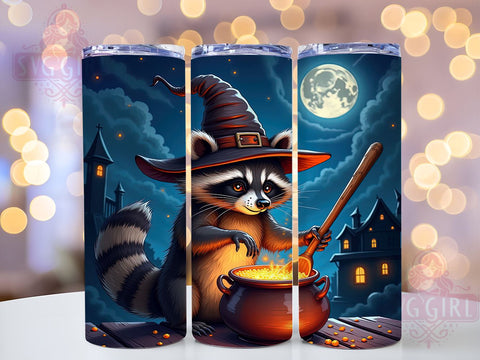 Raccoon Witch 20oz Tumbler Wrap Sublimation Design, Straight Tapered Tumbler Wrap, Funny Raccoon Tumbler Png, Instant Digital Download Sublimation SvggirlplusArt 
