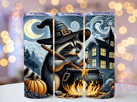 Raccoon Witch 20oz Tumbler Wrap Sublimation Design, Straight Tapered Tumbler Wrap, Funny Raccoon Tumbler Png, Instant Digital Download Sublimation SvggirlplusArt 
