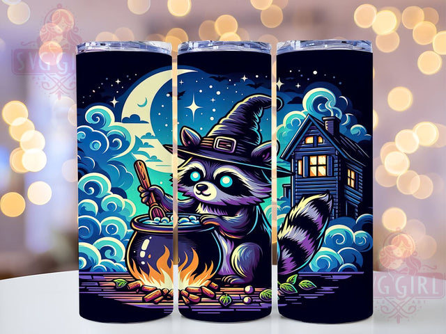 Raccoon Witch 20oz Tumbler Wrap Sublimation Design, Straight Tapered Tumbler Wrap, Funny Raccoon Tumbler Png, Instant Digital Download Sublimation SvggirlplusArt 