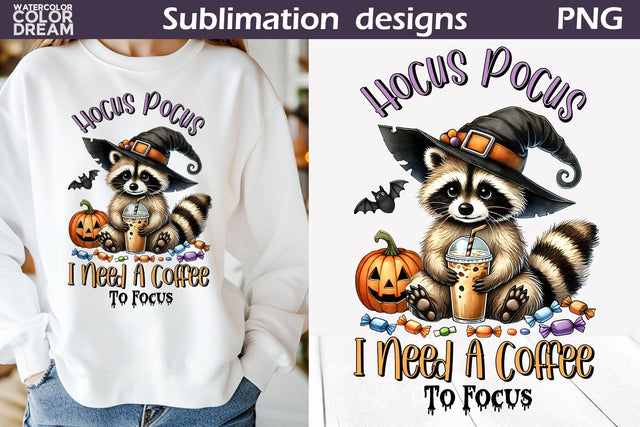 Raccoon Witch Hat Sublimation | Halloween Tote Bag Sublimation WatercolorColorDream 