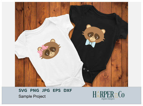 Raccoon with Bows and Flowers SVG PNG Cut EPS File SVG HarperNCo 