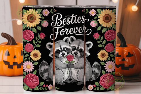 Raccoons Besties Forever 20oz Tumbler Sublimation PixelChick 