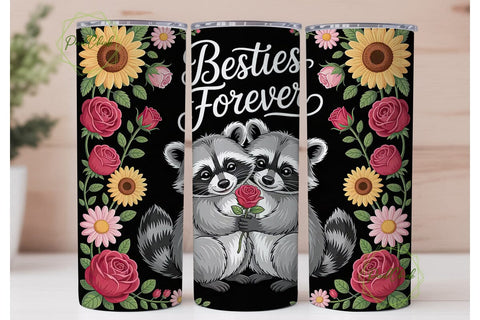 Raccoons Besties Forever 20oz Tumbler Sublimation PixelChick 