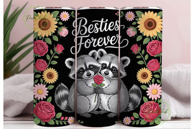 Raccoons Besties Forever 20oz Tumbler Sublimation PixelChick 
