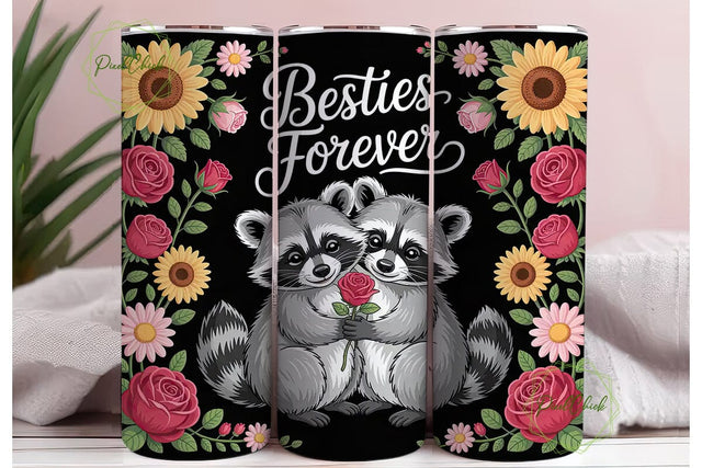 Raccoons Besties Forever 20oz Tumbler Sublimation PixelChick 