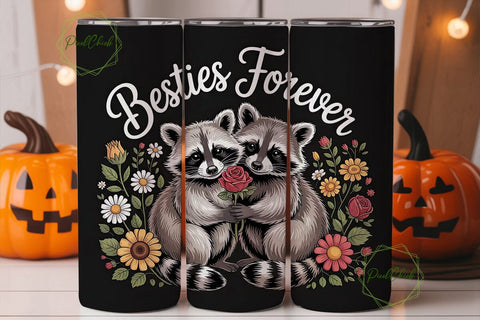 Raccoons Besties Forever 20oz Tumbler Sublimation PixelChick 