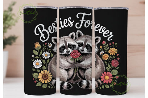 Raccoons Besties Forever 20oz Tumbler Sublimation PixelChick 