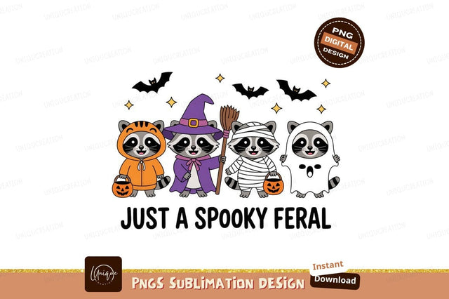Raccoons dressed for Halloween trick or treat costumes Sublimation Designangry 