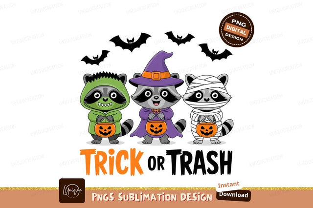 Raccoons Halloween costumes trick or treat image Sublimation Designangry 