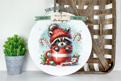 Raccoons in Mugs Sublimation Designs | Christmas PNG Sublimation Ewe-N-Me Designs 