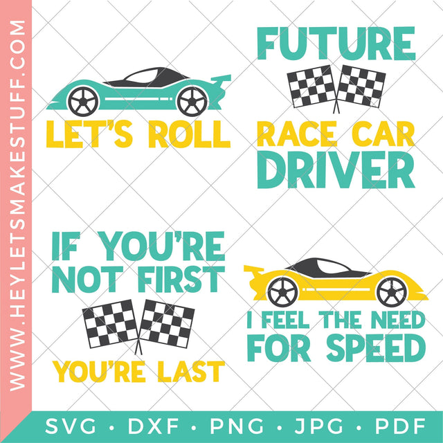 Race Car Bundle SVG Hey Let's Make Stuff 