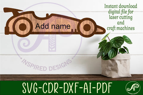 Race car outline two layer name wall sign SVG APInspireddesigns 