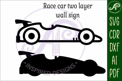 Race car outline two layer name wall sign SVG APInspireddesigns 
