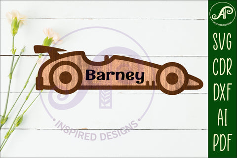 Race car outline two layer name wall sign SVG APInspireddesigns 