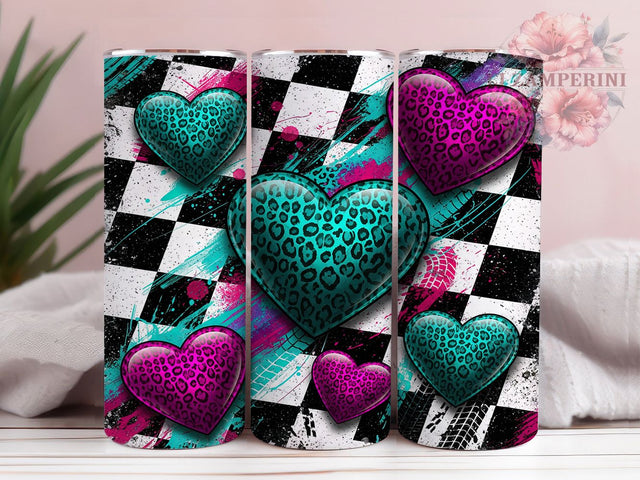 Racing Heart Western Cowgirl Tumbler, Western Cowgirl Wrap, 20oz Sublimation PNG, Checkered Flag Heart Design, Rodeo Racing Cup, Country Girl Tumbler, Race Day Western Wrap Sublimation Li Zamperini 