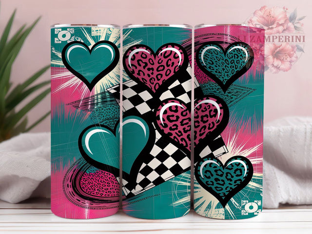 Racing Heart Western Cowgirl Tumbler, Western Cowgirl Wrap, 20oz Sublimation PNG, Checkered Flag Heart Design, Rodeo Racing Cup, Country Girl Tumbler, Race Day Western Wrap Sublimation Li Zamperini 