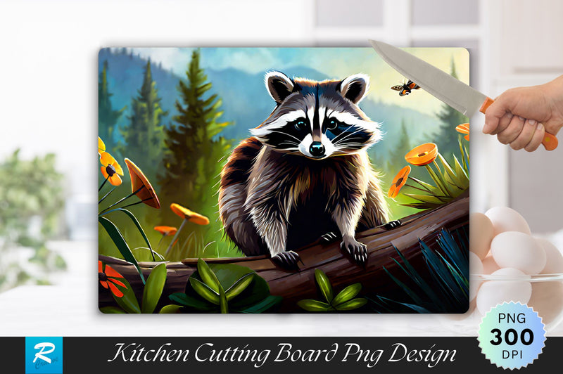 Racoon Background Cutting Board Sublimation Regulrcrative 