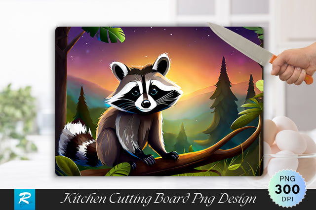 Racoon Background Cutting Board Sublimation Regulrcrative 