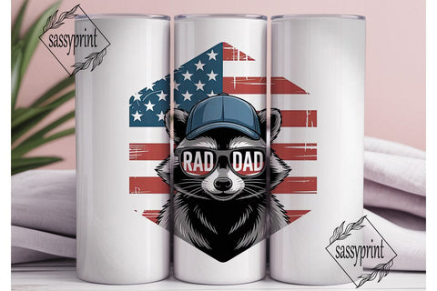 Rad Dad Raccoon 20oz Tumbler Wrap Sublimation sassyprint 