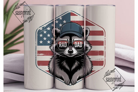 Rad Dad Raccoon 20oz Tumbler Wrap Sublimation sassyprint 
