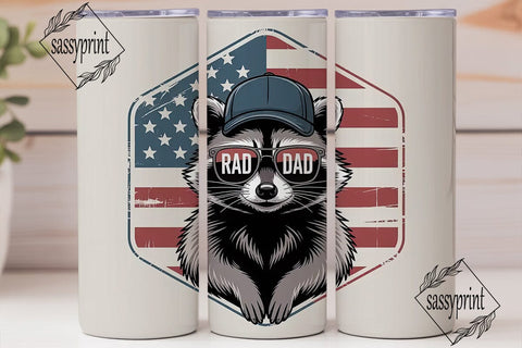 Rad Dad Raccoon 20oz Tumbler Wrap Sublimation sassyprint 
