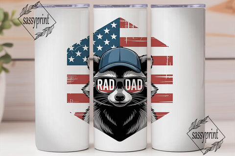 Rad Dad Raccoon 20oz Tumbler Wrap Sublimation sassyprint 