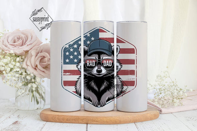 Rad Dad Raccoon 20oz Tumbler Wrap Sublimation sassyprint 