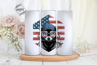 Rad Dad Raccoon 20oz Tumbler Wrap Sublimation sassyprint 