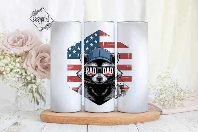 Rad Dad Raccoon 20oz Tumbler Wrap Sublimation sassyprint 