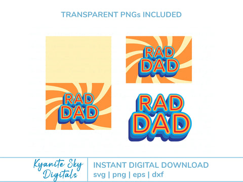 Rad Dad SVG Card retro style layered card for dad father SVG Kyanite Sky Digitals 