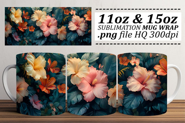 Radiant Blossoms Mug Design - Whimsical Sublimation Elegance Sublimation afrosvg 